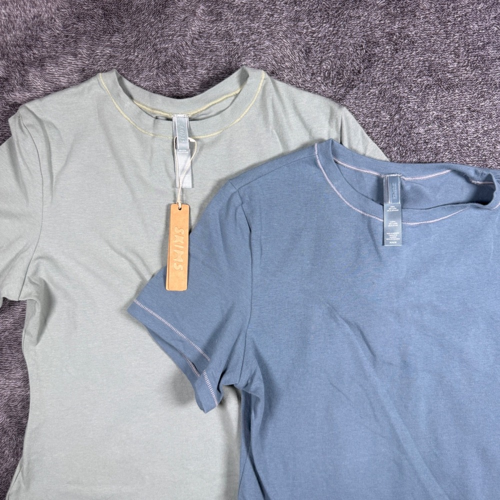 SKIMS Cotton Jersey T-Shirt 2 Pack Womens Medium Green Crewneck